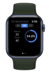 Smartwatch basketball app running on Apple Watch